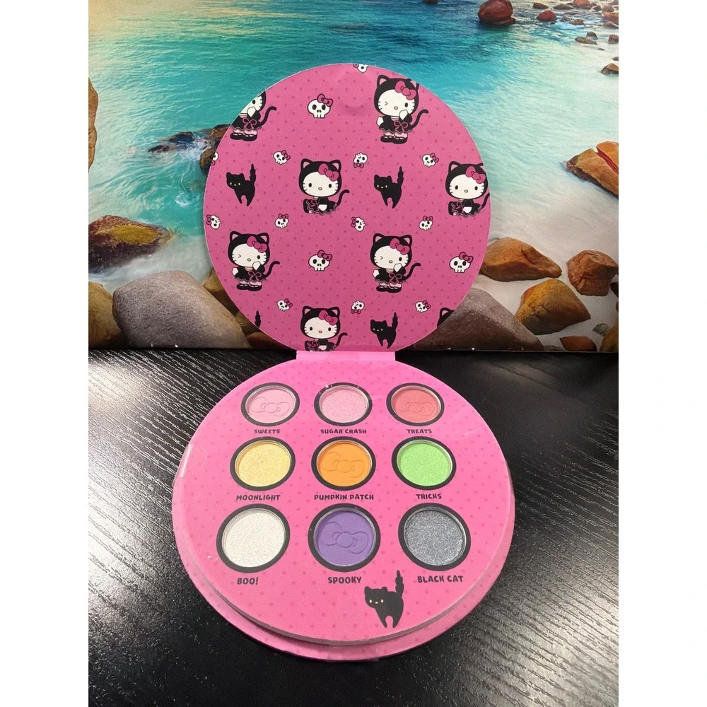 Sanrio Hello Kitty Halloween Eyeshadow Palette 9 Shades Black Cat Spooky Pink